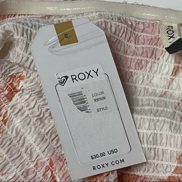 Roxy NWT floral peach coral white knot tie bandeau - Picture 5 of 12